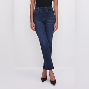 NWT! GOOD AMERICAN POWER STRETCH PULL-ON STRAIGHT JEANS Size Large (10/12)